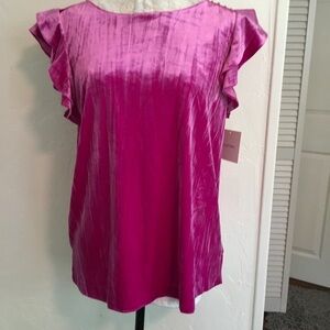 Ellen Tracy Fuchsia Ruffle Blouse